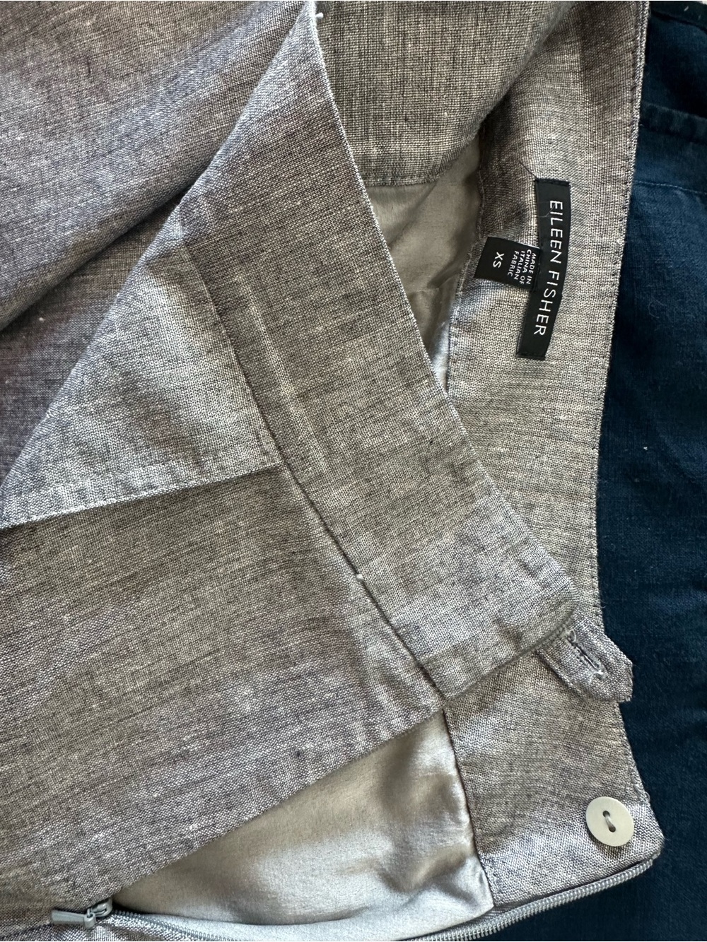 Eileen Fisher Silver A-Line glimmer linen Wrap Women’s mini Skirt - Picture 14 of 14